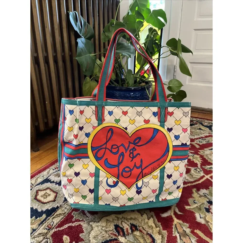 Brighton Love Joy Canvas Heart Tote Bag Joy Heart Tag Christmas Elf Shopping